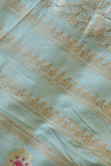 Pastel Blue Pure Katan Silk Saree