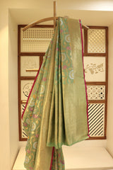 Sea Green Katan Silk Saree