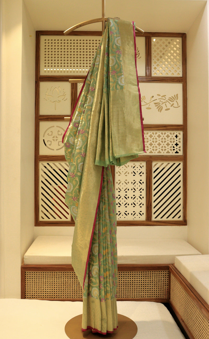 Sea Green Katan Silk Saree