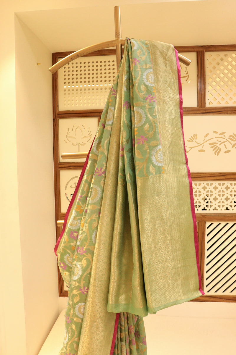 Sea Green Katan Silk Saree