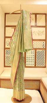 Sea Green Katan Silk Saree