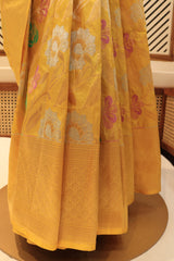 Haldi Yellow Katan Silk Saree