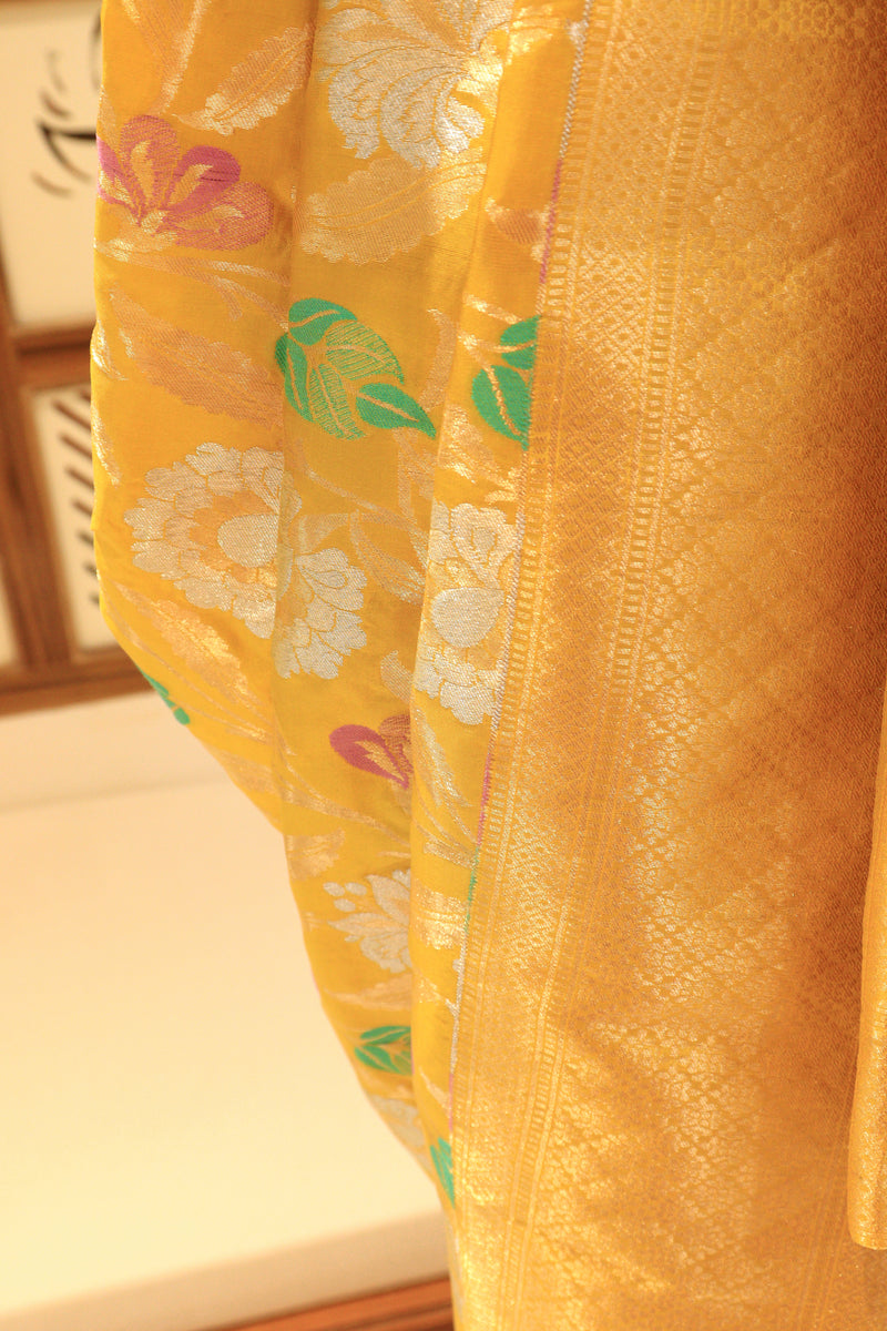 Haldi Yellow Katan Silk Saree