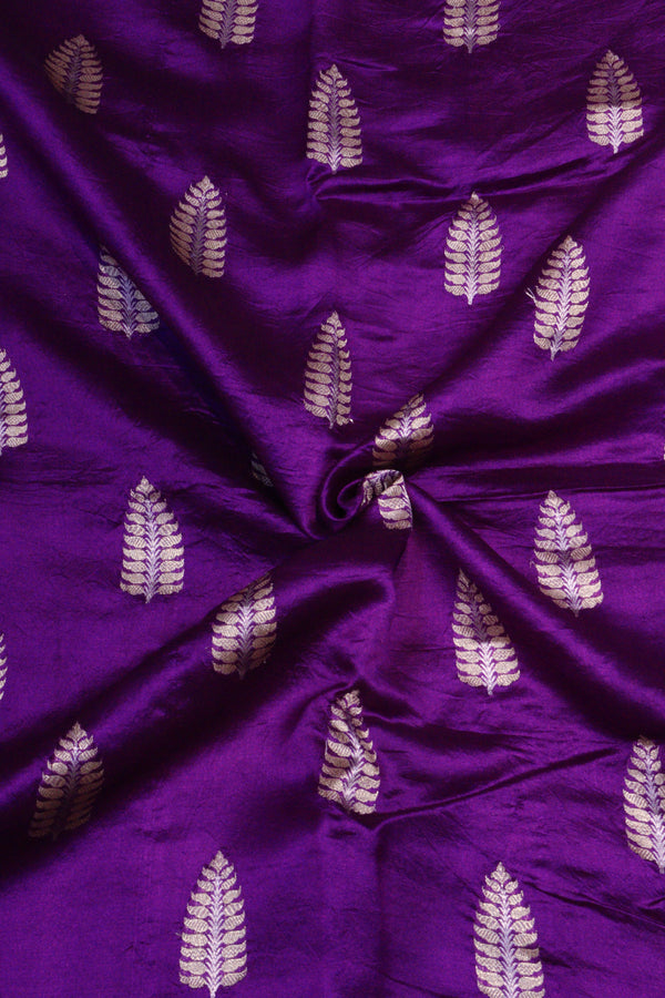 Purple Katan Silk With Contrasting Border