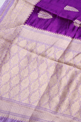 Purple Katan Silk With Contrasting Border