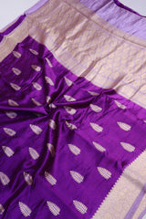 Purple Katan Silk With Contrasting Border