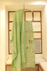 Printed Cotton Chanderi Suit With Zari Motif