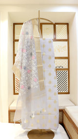 Cotton Chanderi Suit With Zari Motif