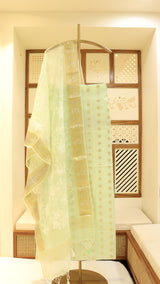 Cotton Chanderi Suit With Zari Motif