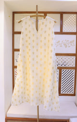 Off White Dress With Zari Motifs