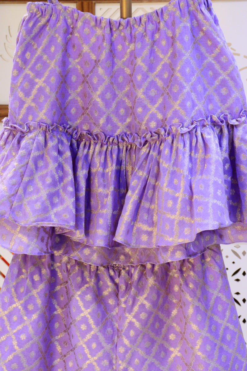 Lavender Co-ord Set With Zari Weaving