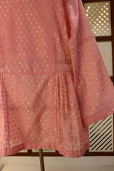 Pink Cotton Chanderi Top With Zari Weaving