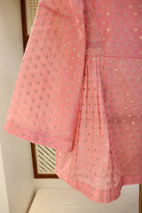 Pink Cotton Chanderi Top With Zari Weaving