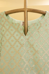 Mint Green Cotton Chanderi Top With Zari Weaving