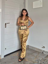 Gold Brocade Waistcoat & Pant Set