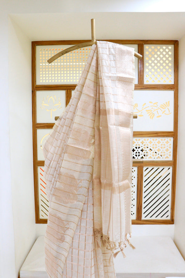 Cream Tissue Kota Saree