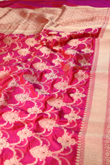 Pink Katan Silk Saree With Meenakari Work