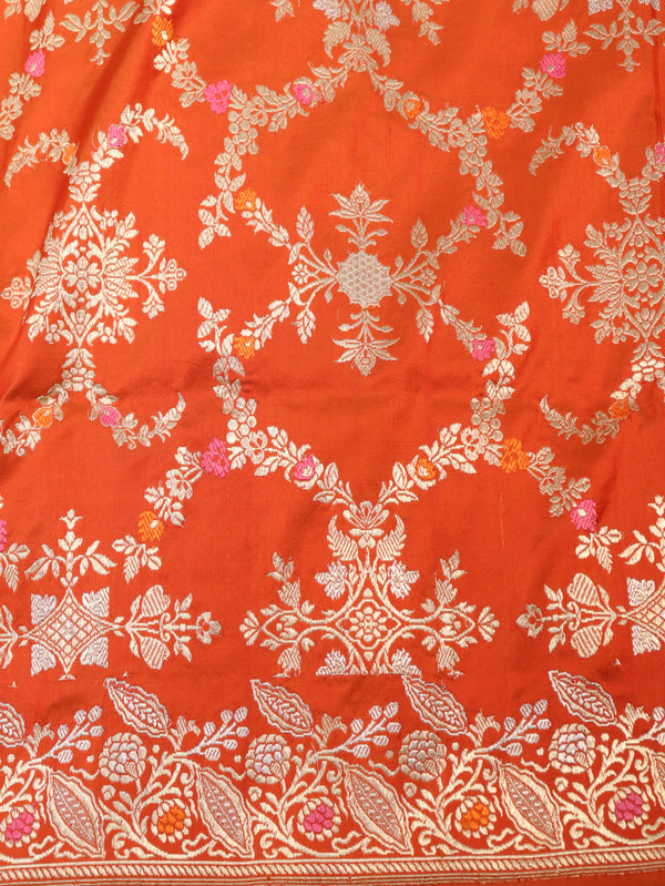 Handloom Orange Katan Silk Sareee