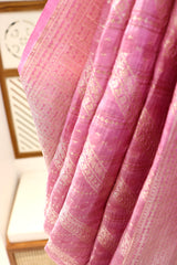 Pink Linen Tussar Saree