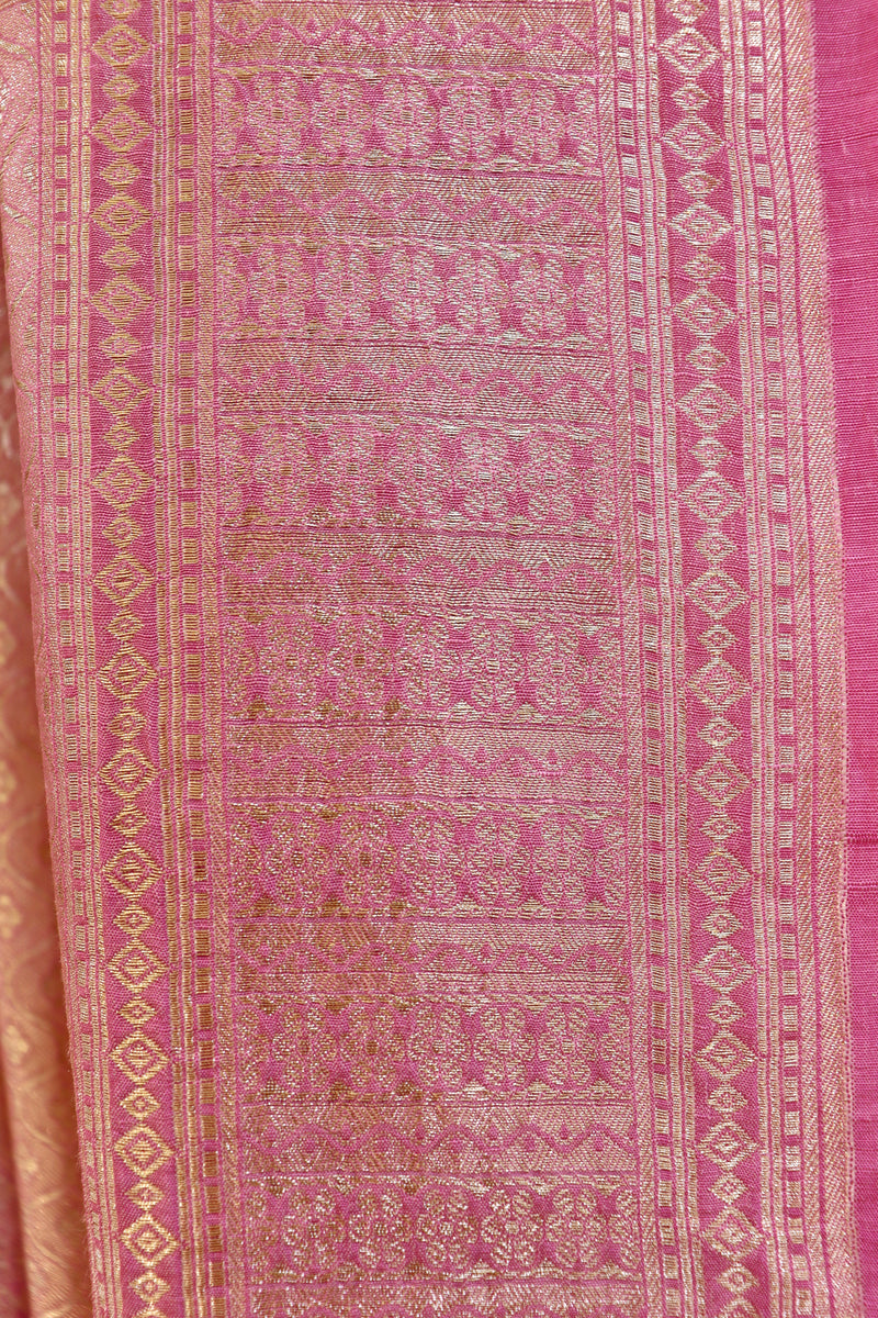 Pink Linen Tussar Saree