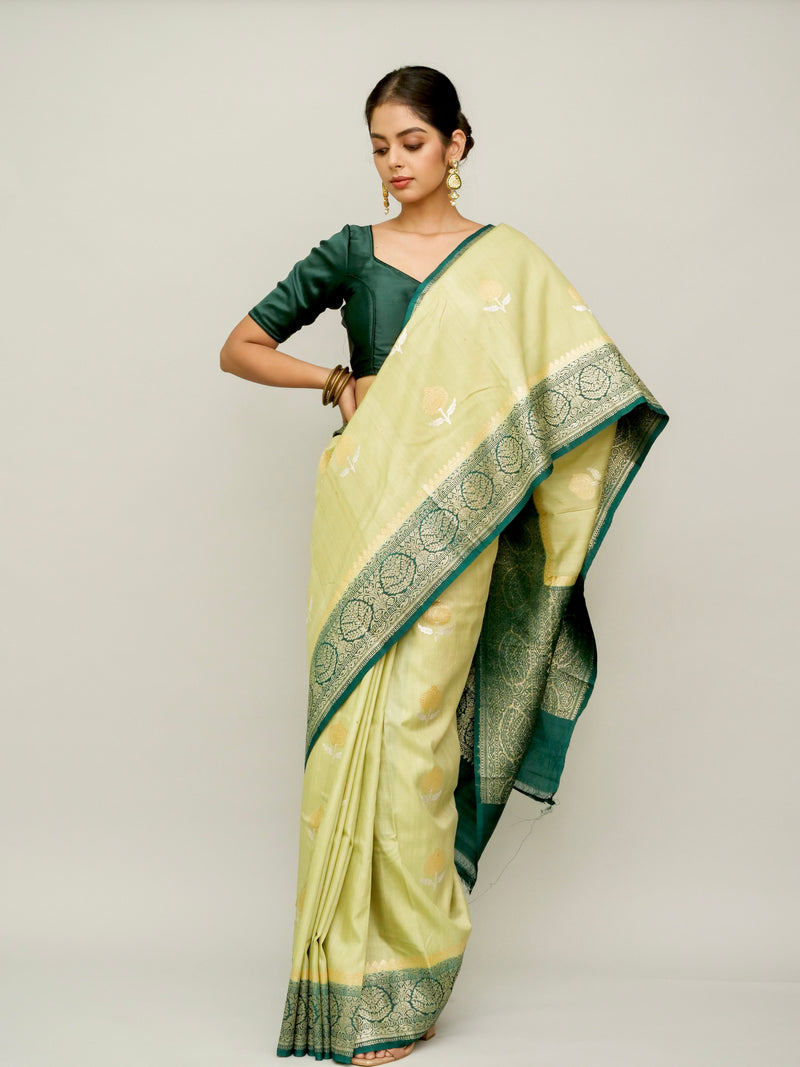 Light Green Tussar Georgette Saree