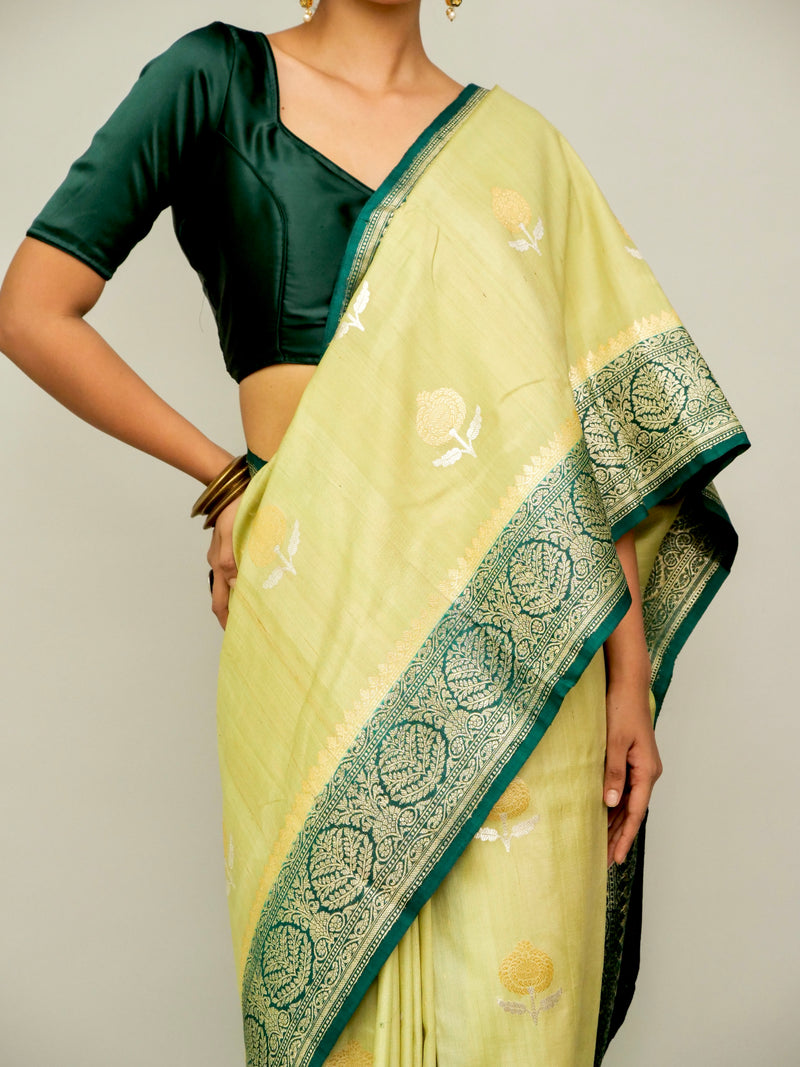 Light Green Tussar Georgette Saree