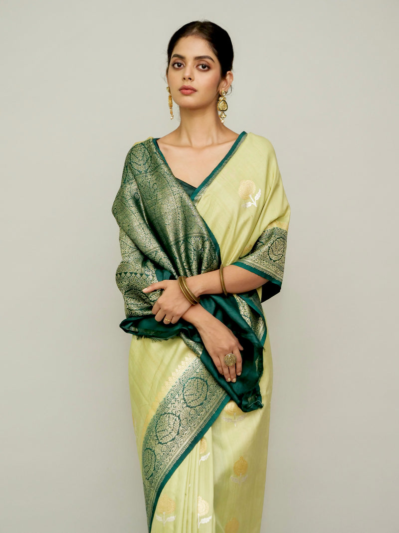 Light Green Tussar Georgette Saree