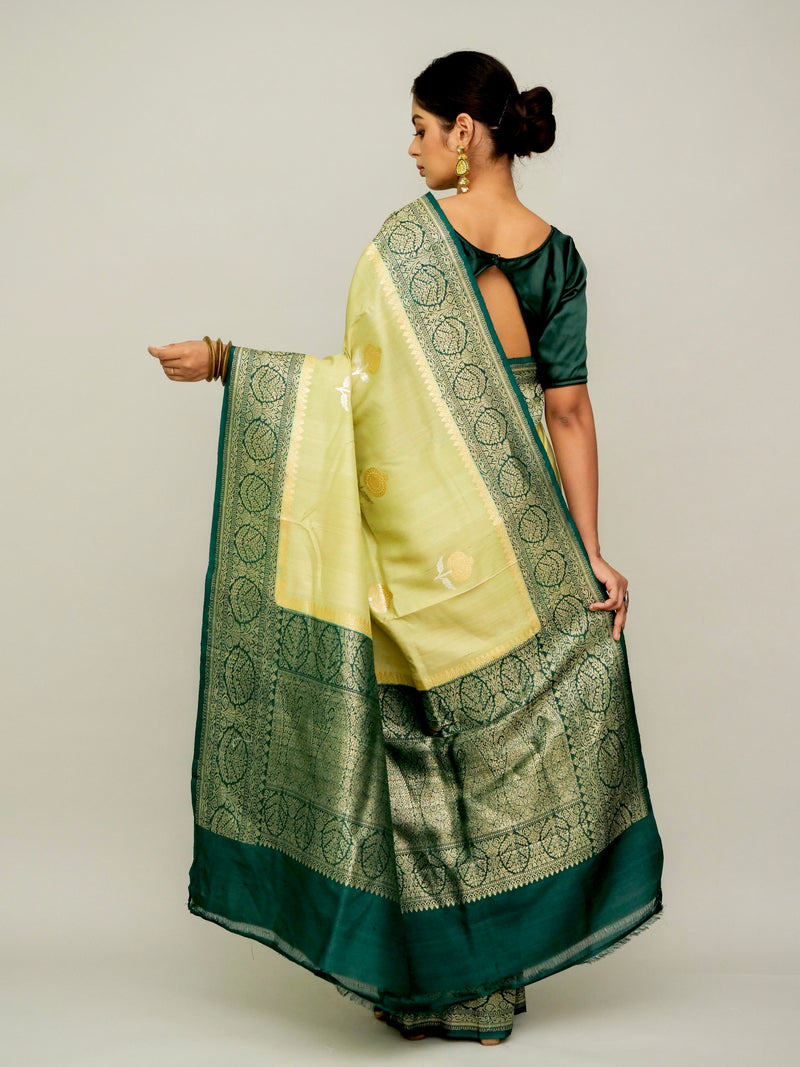 Light Green Tussar Georgette Saree