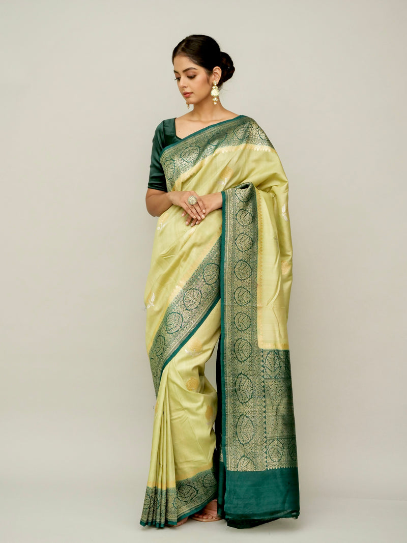 Light Green Tussar Georgette Saree