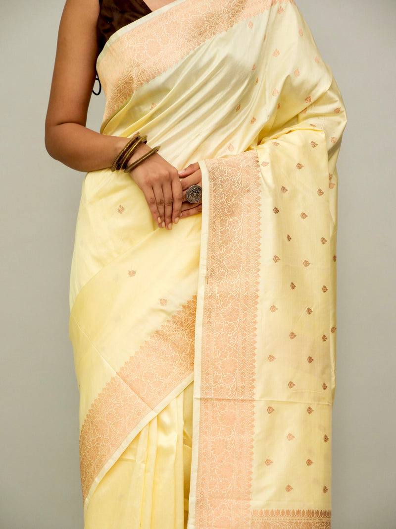 Lime Yellow Katan Silk Saree