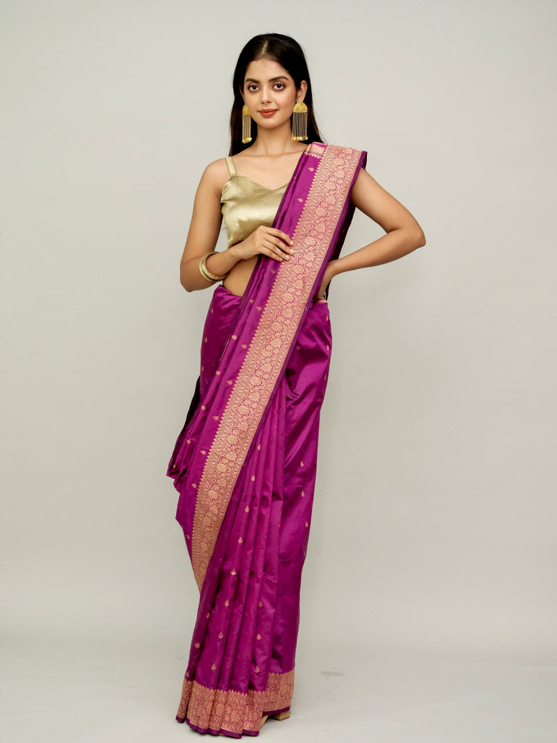 Dark Pink Katan Silk Saree