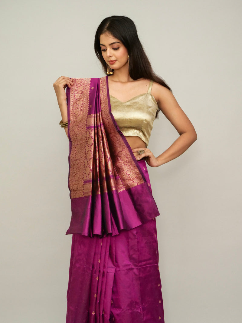 Dark Pink Katan Silk Saree