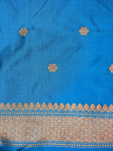 German Blue Katan Silk Saree