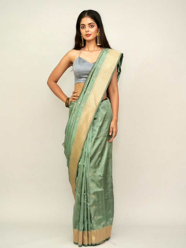 Teal Green Katan Silk Saree