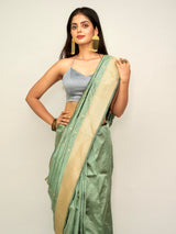 Teal Green Katan Silk Saree