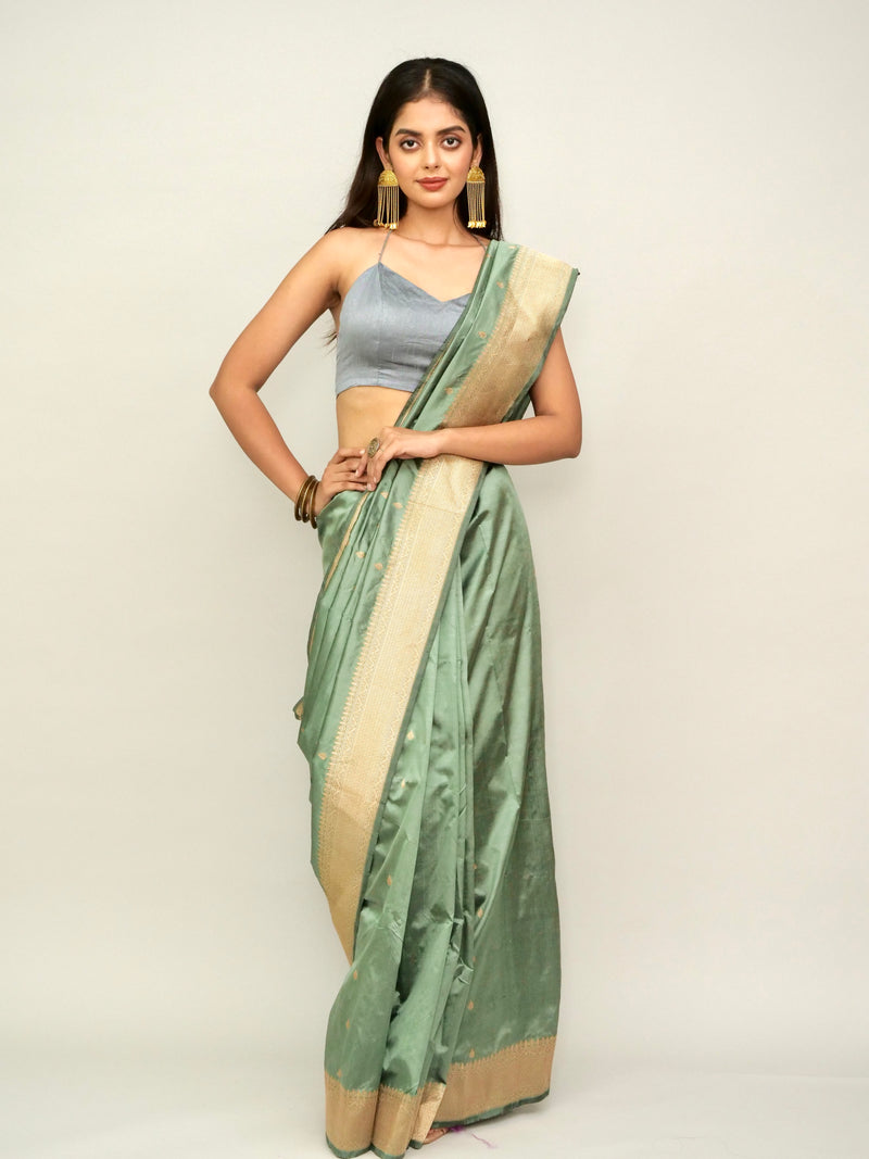 Teal Green Katan Silk Saree