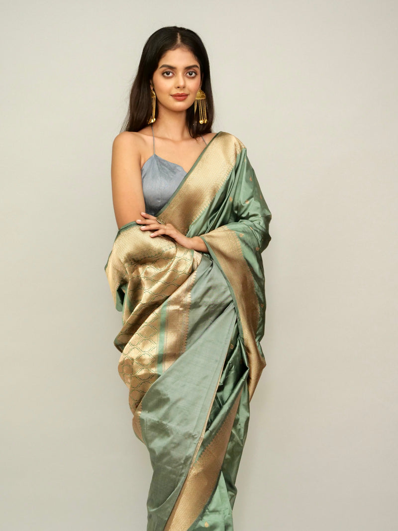 Teal Green Katan Silk Saree