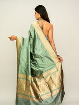 Teal Green Katan Silk Saree