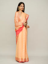 Peach-Pink Khadi Georgette Saree