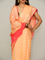 Peach-Pink Khadi Georgette Saree