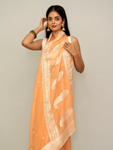 Pastel Orange Khaddi Georgette Saree