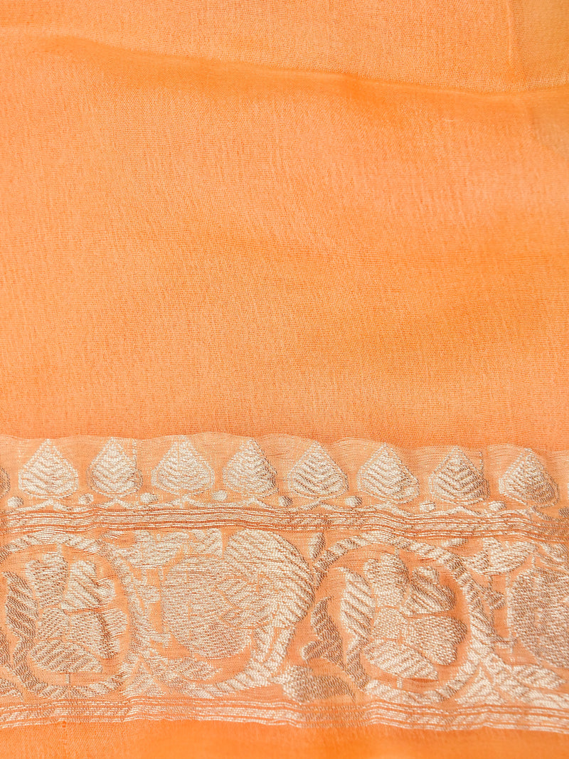 Pastel Orange Khaddi Georgette Saree