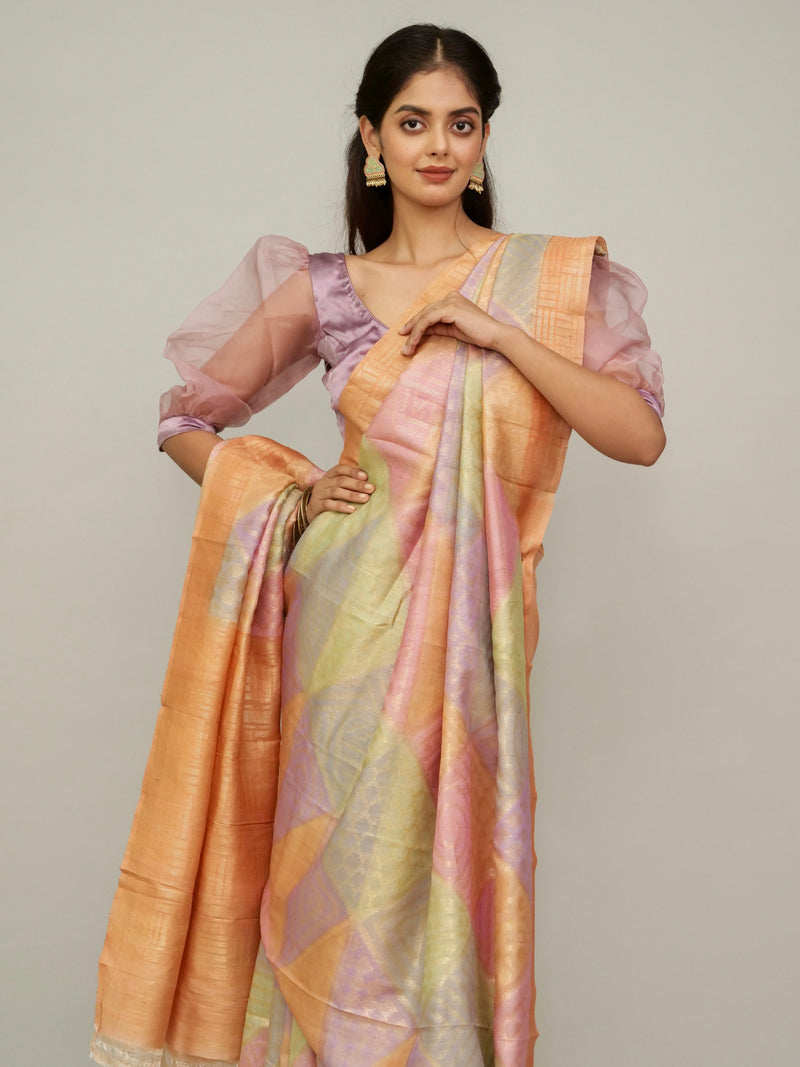 Multicolor Rangkart Tussar Georgette Saree