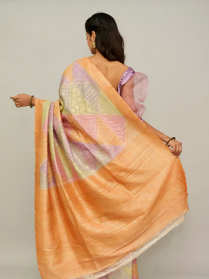 Multicolor Rangkart Tussar Georgette Saree