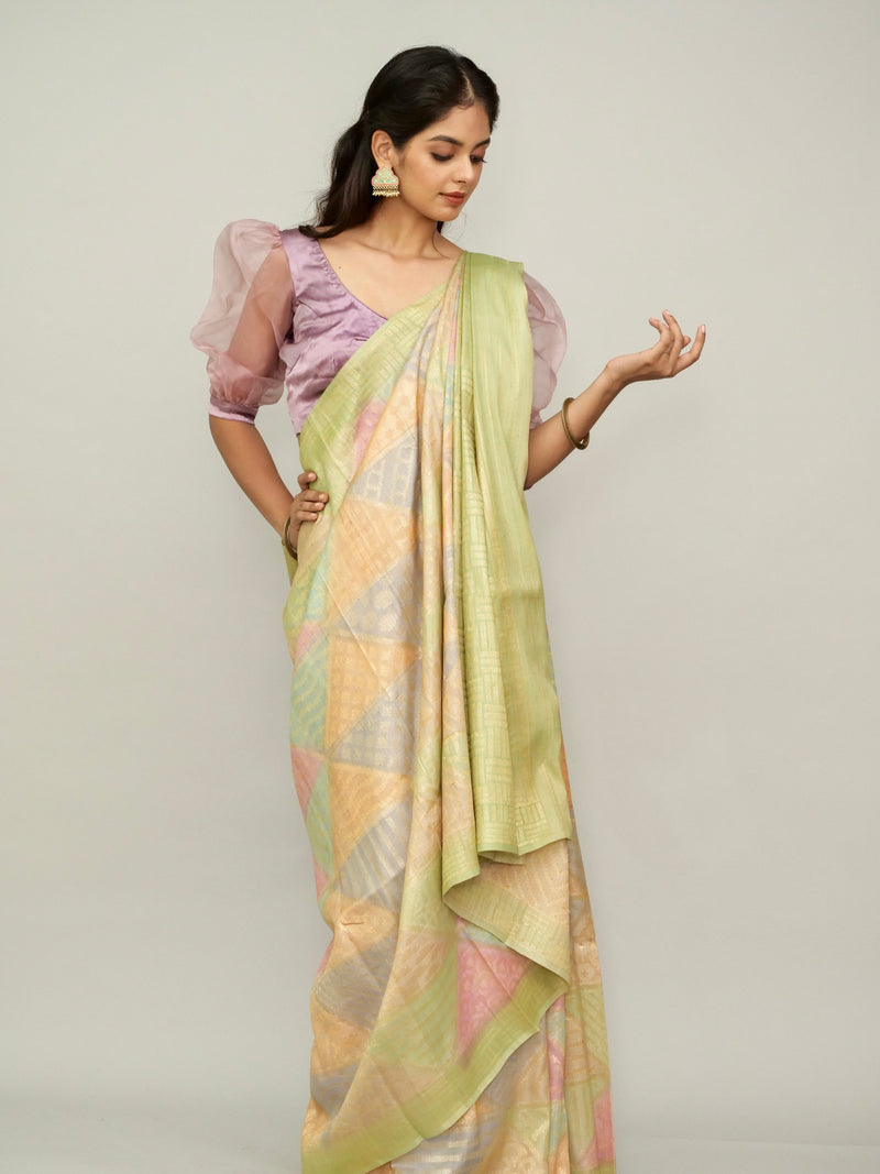 Multicolor Rangkart Tussar Georgette Saree