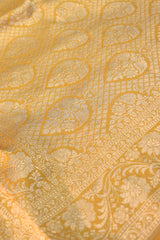 Yellow Katan Silk Saree With Jaal Work