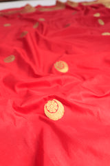 Red Katan Silk Saree With Chand Motifs