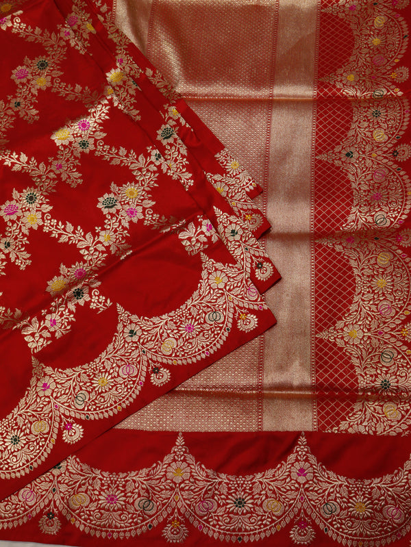 Handloom Red Katan Silk Saree