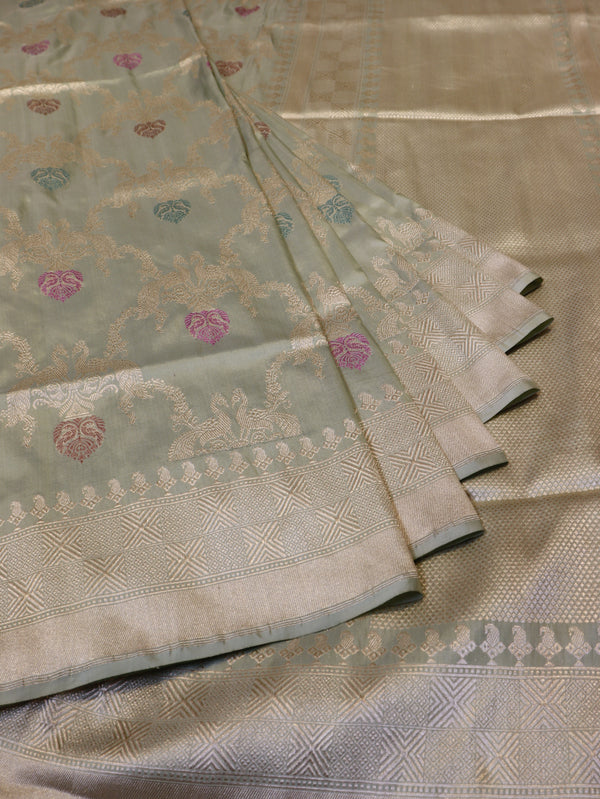 Handloom Pista Green Katan Silk Saree