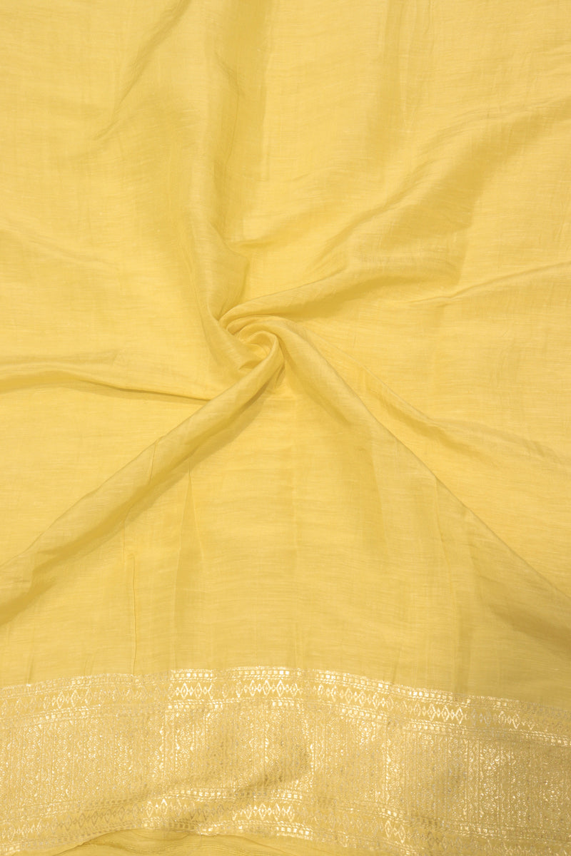 Straw Yellow Linen Tussar Saree